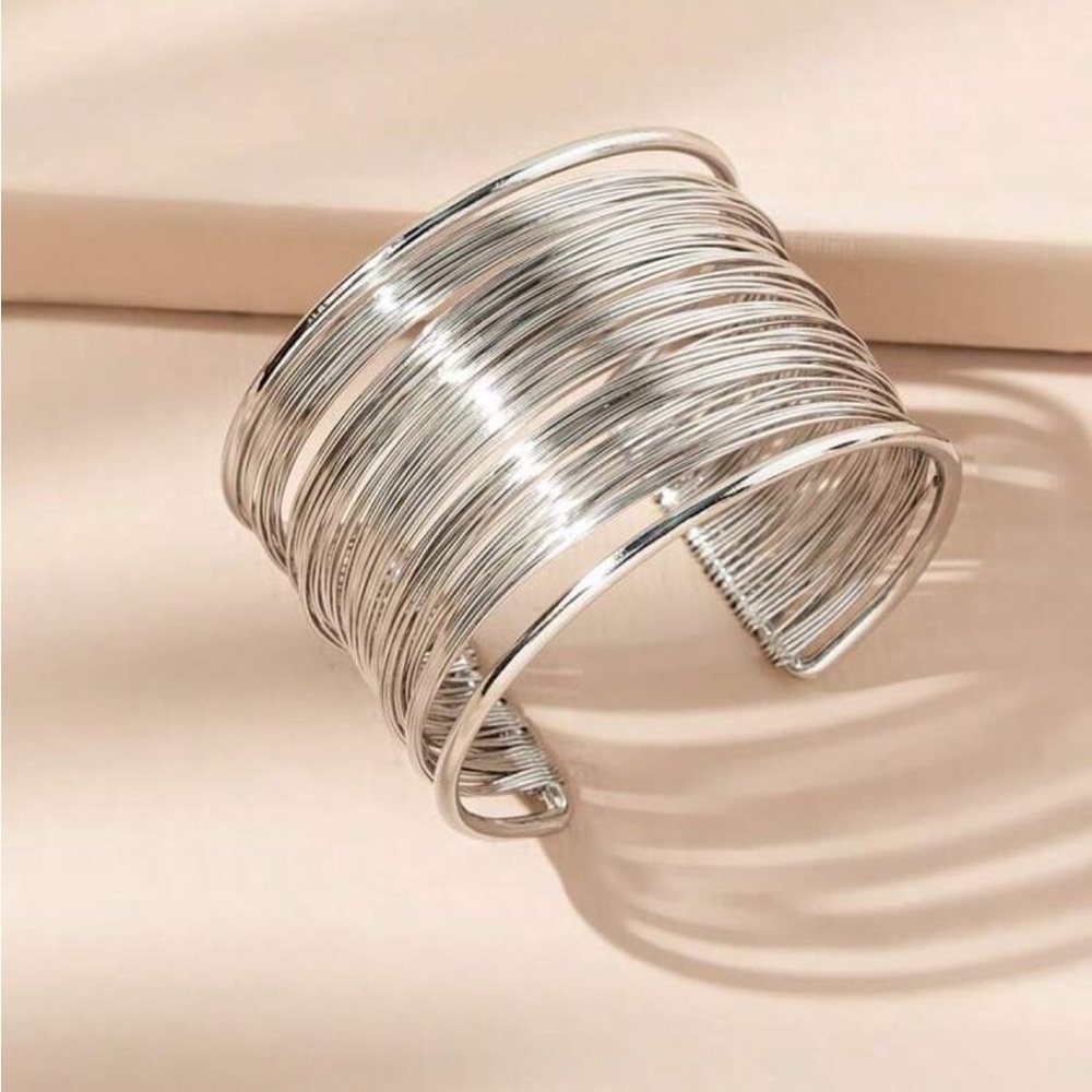 Elegant Silver Wire Cuff Bracelet
